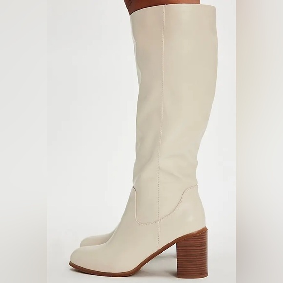 BC Footwear Shoes - BC FOOTWEAR Walk This Way Wide Calf Tall Boots - Off White Vegan Leather - 6.5